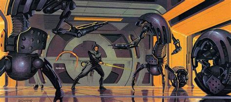 This concept art for "Star Wars: Episode I -- The Phantom Menace", by Doug Chiang, portrayed Obi ...