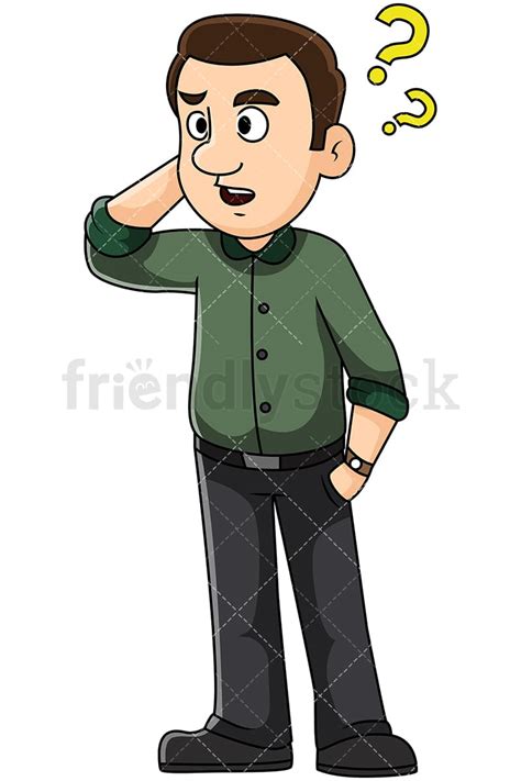 Confused Man Scratching Head Vector Cartoon Clipart - FriendlyStock