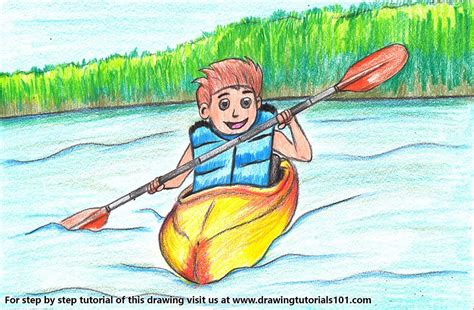 Boy Canoeing Scene | Art drawings for kids, Oil pastel drawings, Kids ...