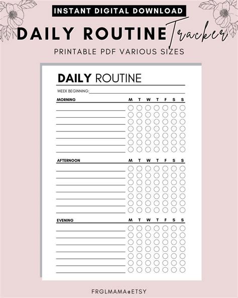 Daily Routine Planner Printable Routine Checklist Morning - Etsy