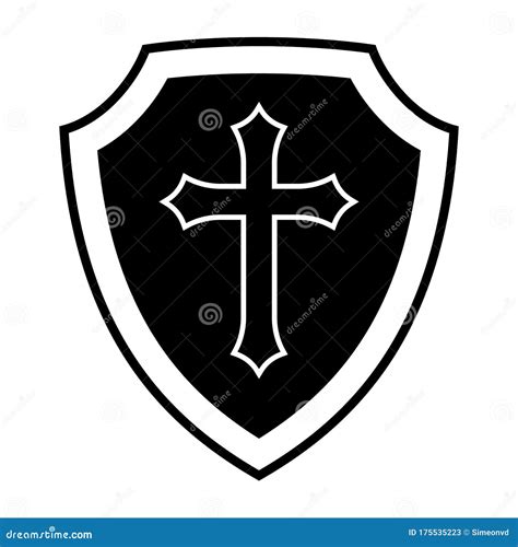 Christian Cross And Shield Of Faith. Church Logo. Religious Symbol ...