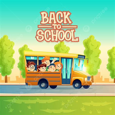 Kids School Bus Vector Design Images, Vector Cartoon Kids Back To ...