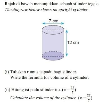 Solved: Rajah di bawah menunjukkan sebuah silinder tegak. The diagraw ...