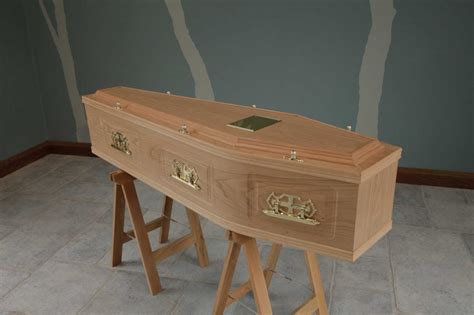 The traditional British wooden coffin is of simple modest design