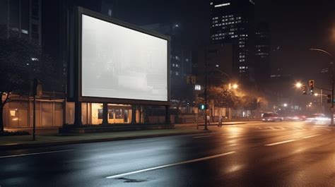 Premium AI Image | Billboard on a city street at night