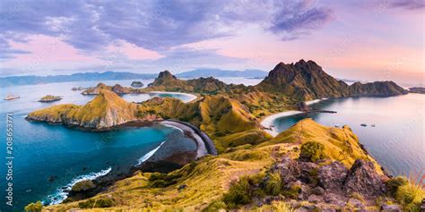 Top view of 'Padar Island' in a morning before sunrise, Komodo Island ...