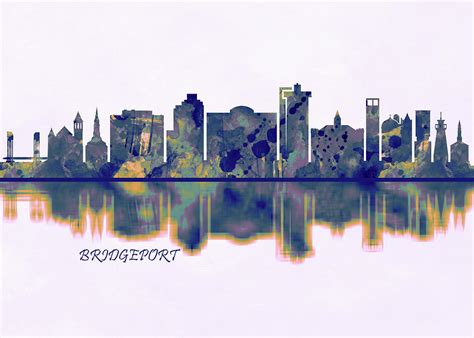 Bridgeport Skyline Mixed Media by NextWay Art - Fine Art America