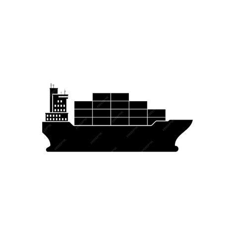 Premium Vector | Cargo ship with containers icon isolated on white background Freight transport ...