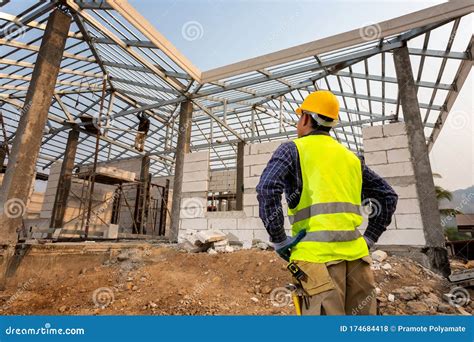 Construction Engineer Worker,Civil Engineer Checking Work at the Construction Site, House ...