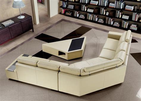 Tera- Beige Sectional Sofa with Coffee Table - Leather Sectionals ...