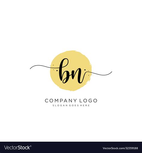 Bn initial handwriting logo design Royalty Free Vector Image