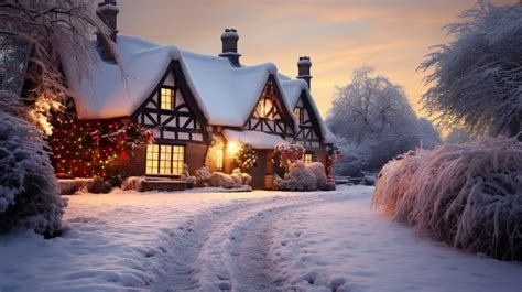 Half Timbered Cottage In Winter Free Stock Photo - Public Domain Pictures