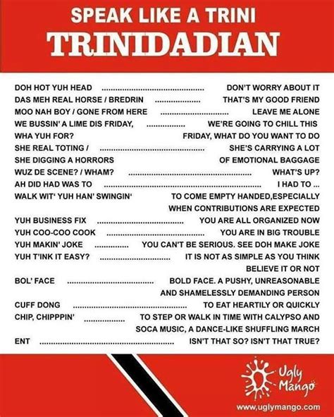 Trini English Creole* | Trinidad culture, Trinidad carnival, Trinidad and tobago