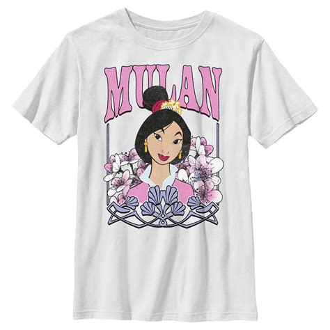 Boy's Mulan Distressed Floral Portrait Graphic Tee White Large ...