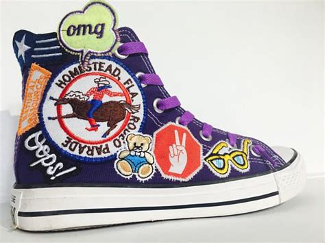 Custom Converse High Tops Sew On Patches Retro Funky Cool One | Custom converse high tops ...