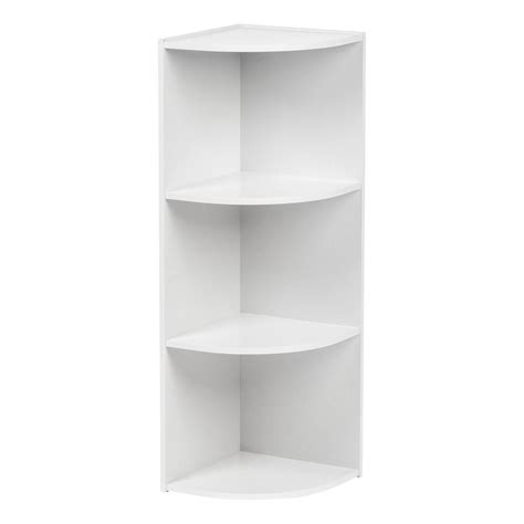 IRIS 34.63 in. White Faux Wood 3-shelf Corner Bookcase with Open ...