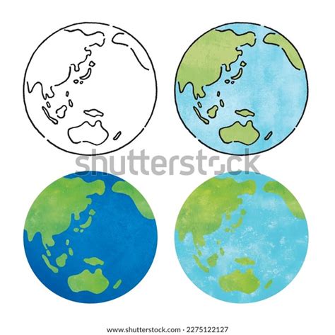 Pen Drawing Watercolor Earth Stock Vector (Royalty Free) 2275122127 ...