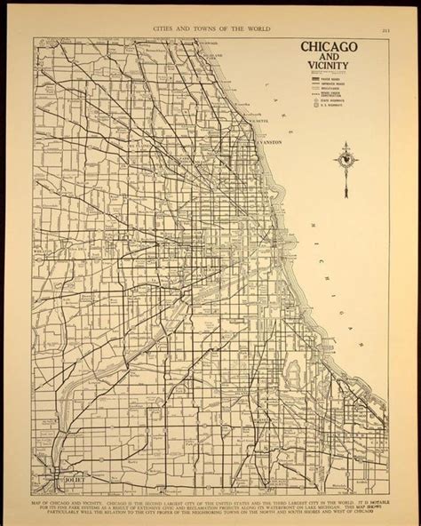 Vintage Street Map Chicago Illinois 1930s by VintageBooksPaper