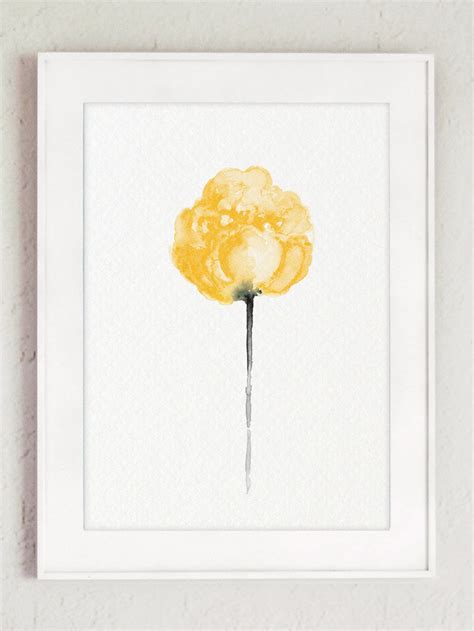 Peony Painting Peony Art Print Yellow Peony Flower Peony | Etsy