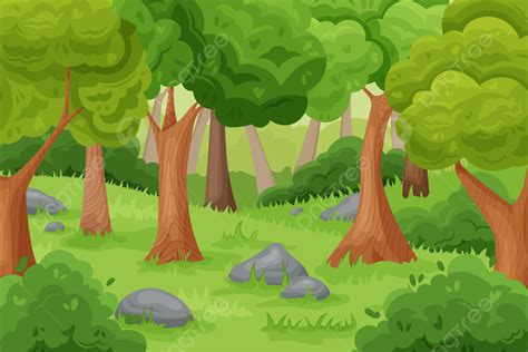 Cartoon Forest Background Green Wood, Forest Clipart, Cartoon Clipart ...