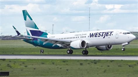 WestJet NEW LIVERY Boeing 737 MAX 8 First Ever Landing at Calgary ...