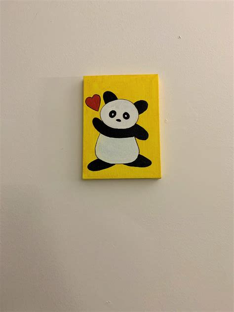 Cute Panda, Acrylic Painting on Canvas 5x 7 - Etsy