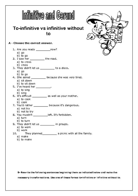 To- Infinitive vs Bare Infinitive Worksheet