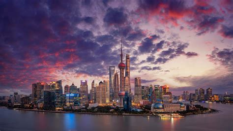 Aerial View Shanghai Skyline and Skyscrapers Wallpaper, HD City 4K ...