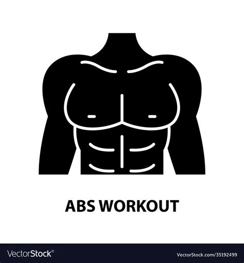 Abs workout icon black sign with editable Vector Image