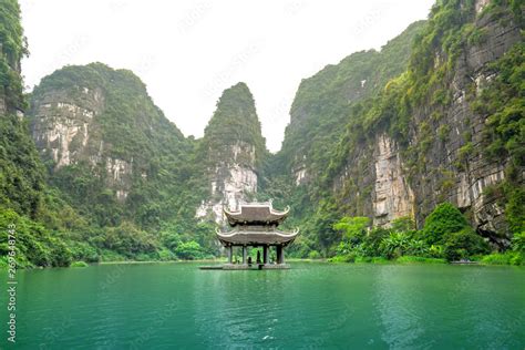 Landscape of Vu Cung at Tam Coc National Park. It was the place where the Tran Dynasty's ...