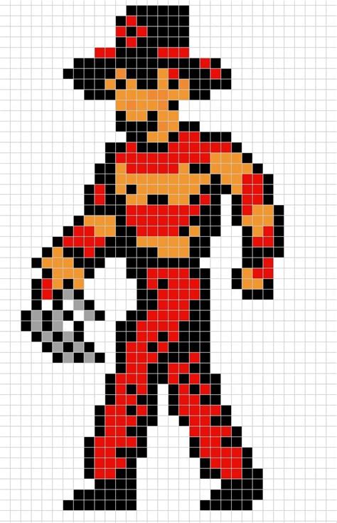 Freddy Krueger - Perler bead pattern | Pixel drawing, Halloween patterns, Pixel art