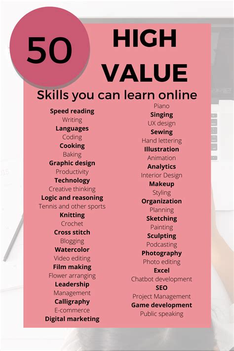 50 Amazing Skills To Learn Online | Skills to learn, New things to learn, Online learning