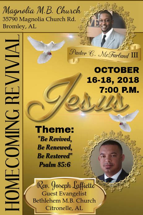 Church Homecoming Flyer Template Free Printable (3rd Design Idea) | Two Package Template