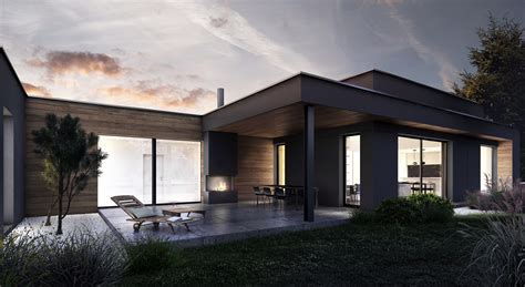 Modern house, flat roof house, contemporary design house, forest house ...