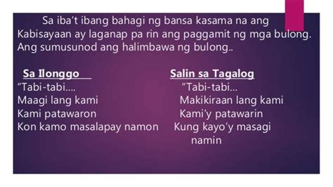 Mga Halimbawa Ng Bulong Sa Kabisayaan