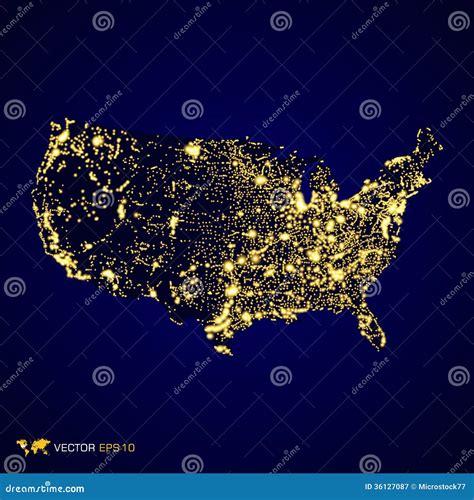 Night Time Of The United States Map