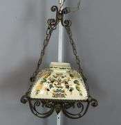 Beautiful Vintage Hanging Chandelier with Porcelain Shade - GC5 Auctions