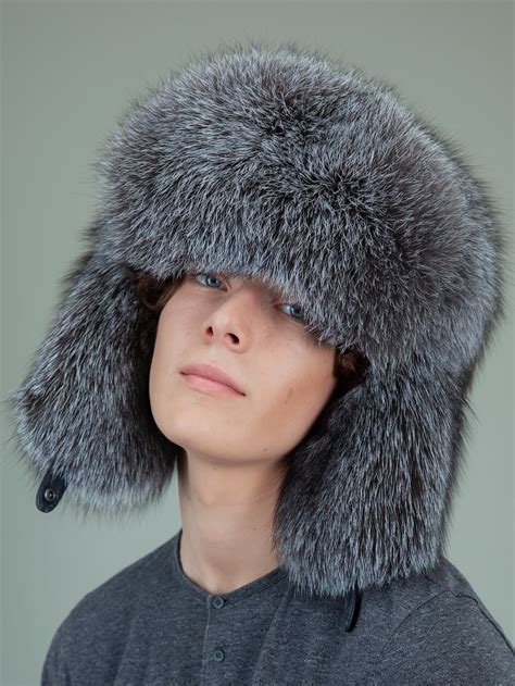 Silver Fox Full Fur Ushanka Hat with Ear Flaps | Handmade by NordFur