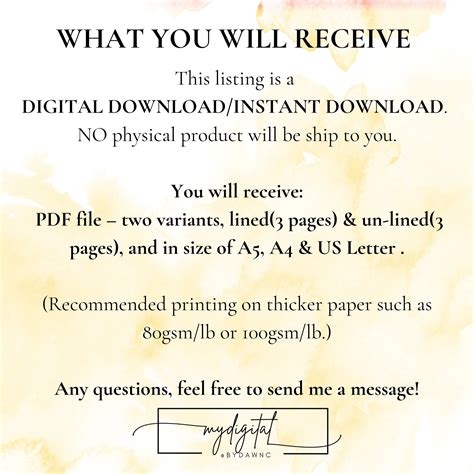 Printable Sunflower Stationery Paper Set,lined Blank Paper Pdf,download ...