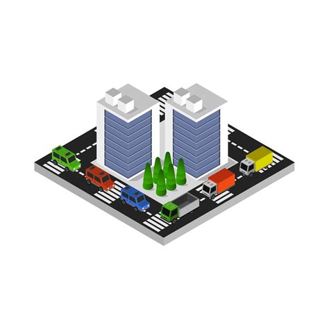 Isometric City Illustrated In Vector On White Background 1824104 Vector ...