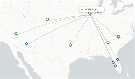 Direct (non-stop) flights from Moline, Quad City (MLI) - FlightsFrom.com