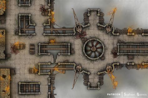 Free TTRPG Battlemap – Airship Docks Battle • Seafoot Games