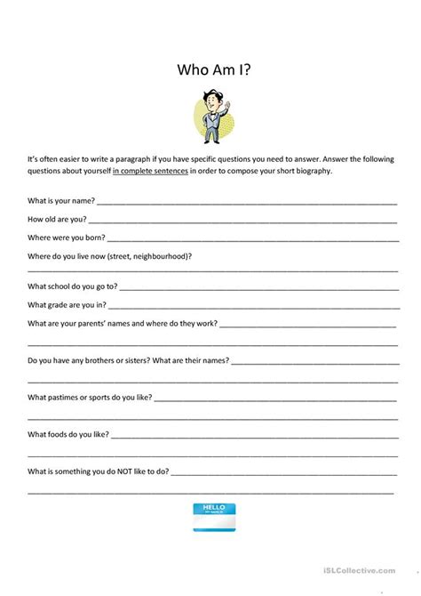 Who am I? worksheet - Free ESL printable worksheets made by teachers