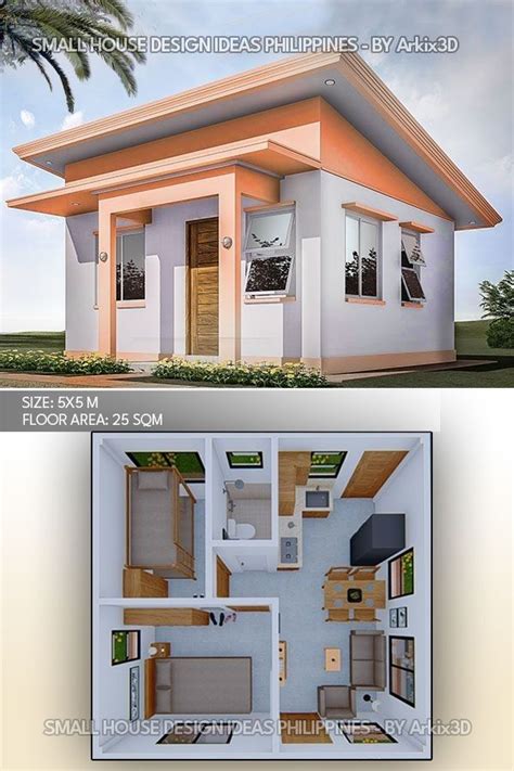 5x5 m2 home design so great | Small house design plans, Small house ...