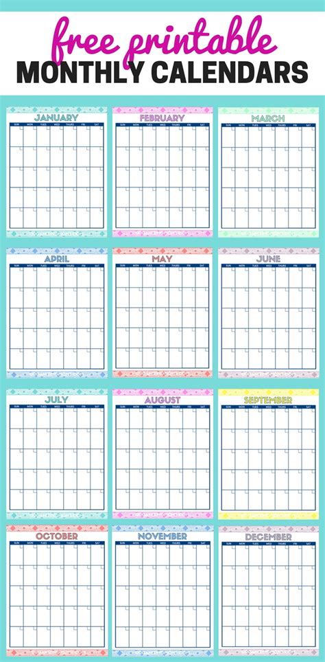 Cute Printable Monthly Calendar