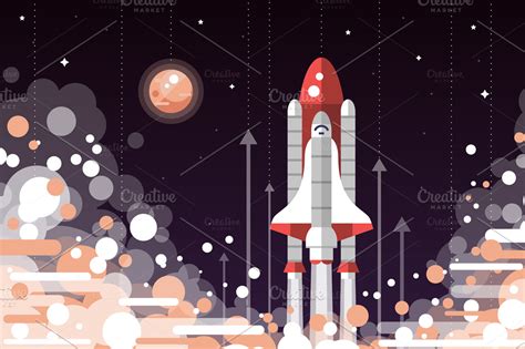 Space Shuttle Launch Illustration ~ Illustrations ~ Creative Market