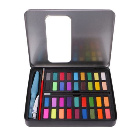 36 Colors Solid Watercolor Artist Paint Set Painting Box with Pens ...