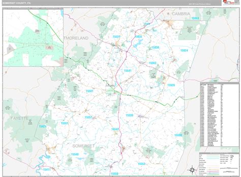 Somerset County, PA Wall Map Premium Style by MarketMAPS