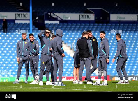 Oxford United players inspect the pitch before the Sky Bet League One ...