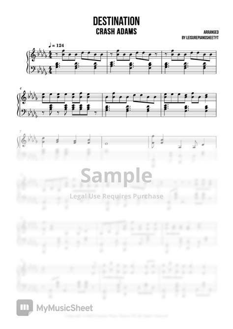 Crash Adams - Destination Partitura by Leisure Piano Sheets YT